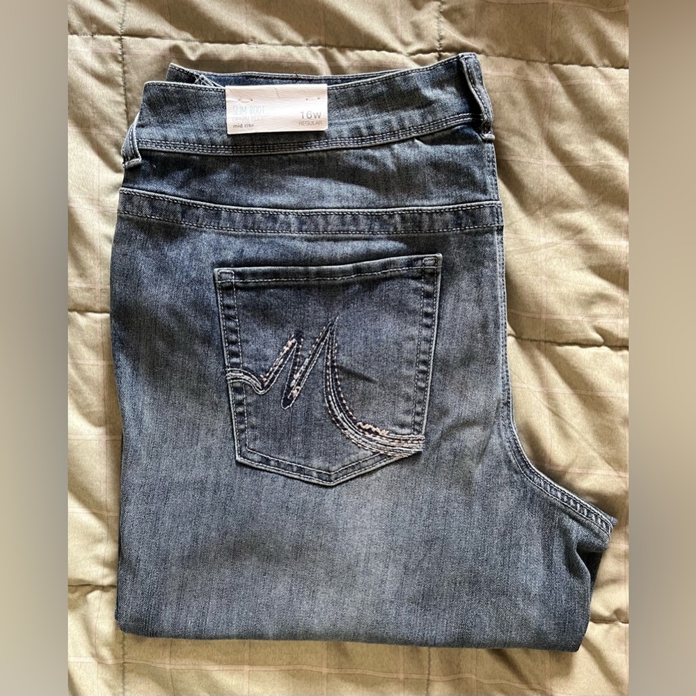Maurice’s slim boot Denim Flex mid-rise blue jeans 16W regular length NWT - Picture 2 of 8